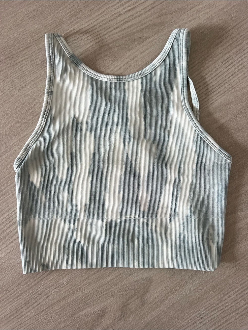 Athleta Aurora High Neck Tie-Dye Ribbed Crop Tank - Green/Blue/White Small